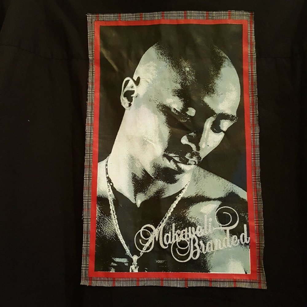 Makaveli Branded Tupac 2Pac Shakur Black L/S Button Front Shirt 4XL Rap Hip-Hop